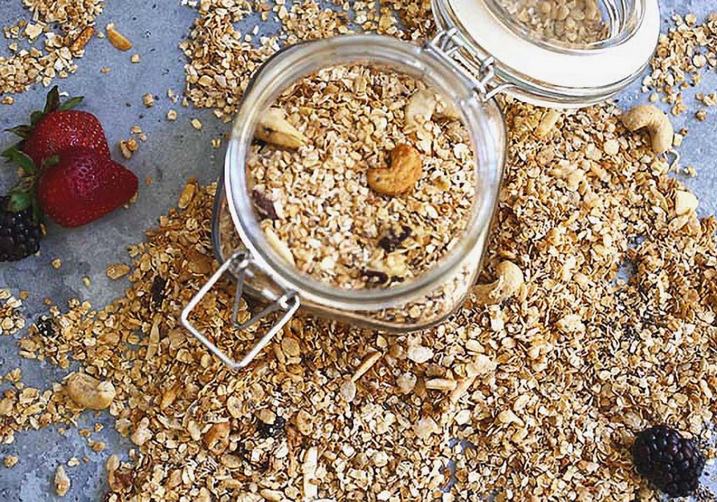 Homemade granola in jar