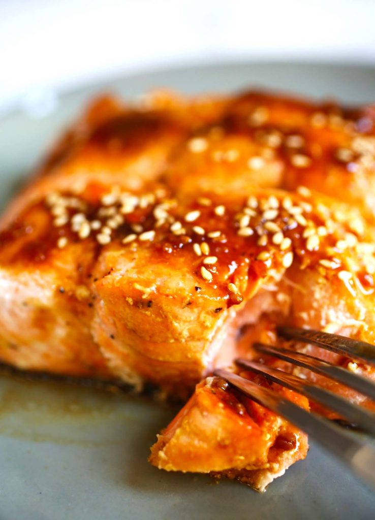 Salmon with orange and soy sauce. 