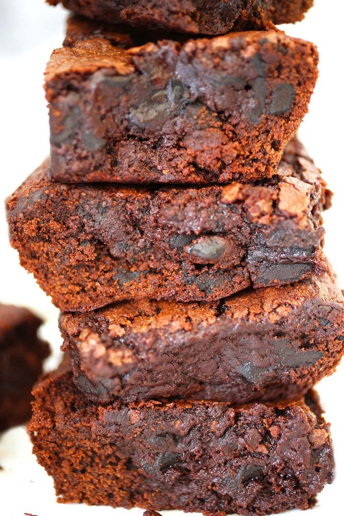 Brownies stacked up. 