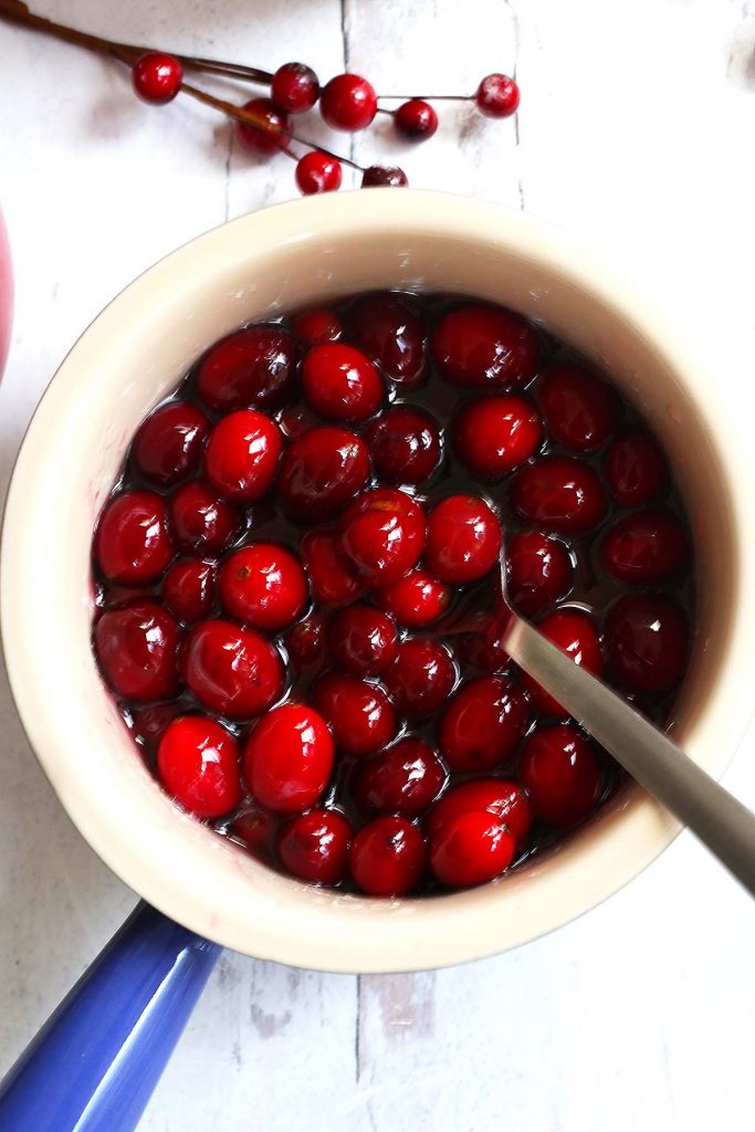 Fresh cranberries in bowl.