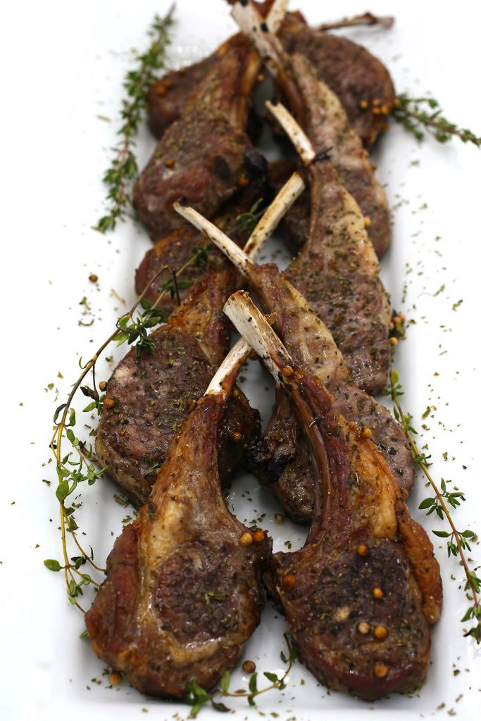 Oven baked lamb chops.