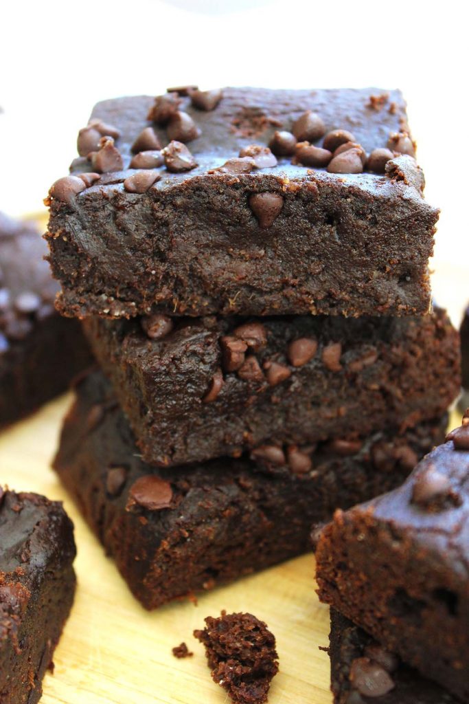 Stack of delicious date brownies.