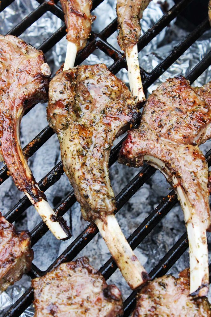Lamb chops on outdoor grill