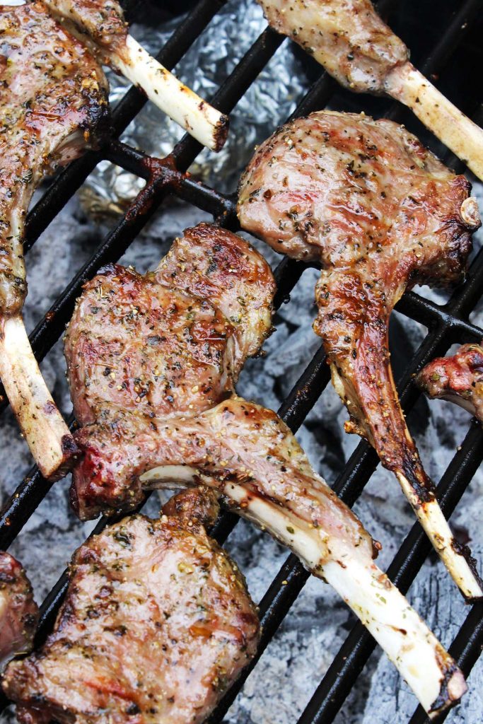 Lamb chops on outdoor grill