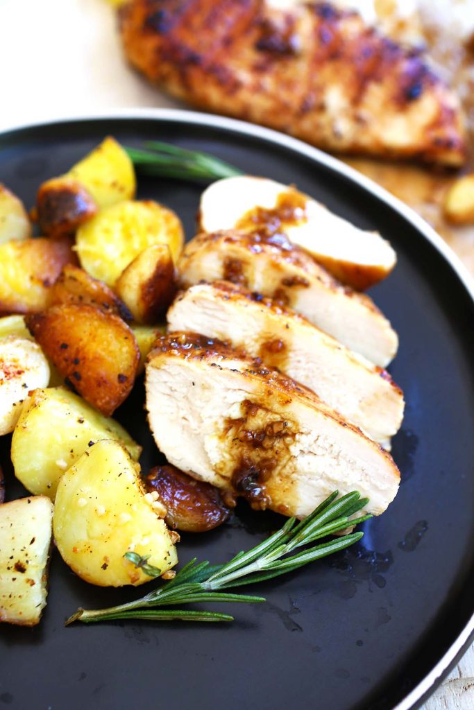 Grilled chicken with garlic and rosemary potato.