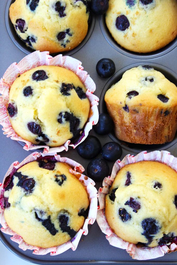 Muffins in baking cups.
