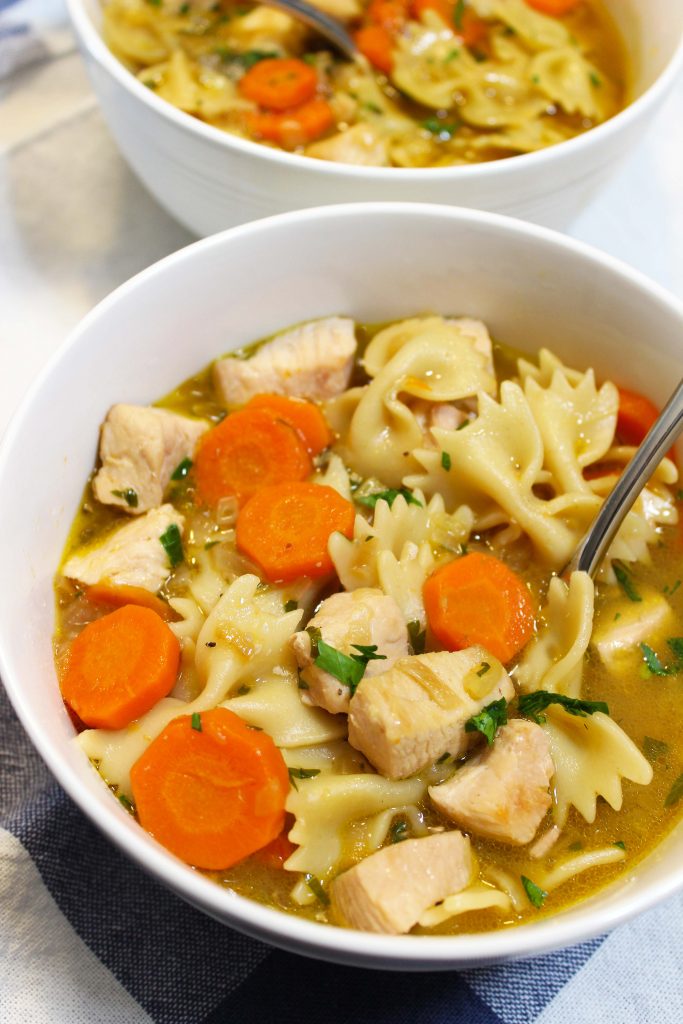 Bowls of chicken soup.